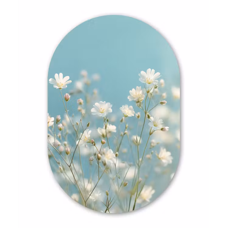 Muurovaal aluminium - Stengels - Bloemen - Lucht - Wit — 1