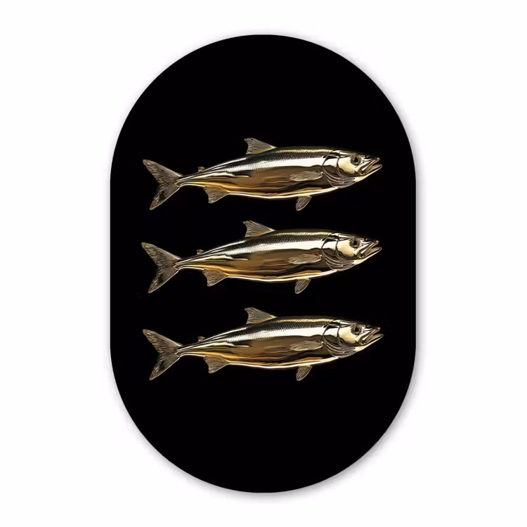 Muurovaal aluminium - Vissen - Goud - Zwart — 1
