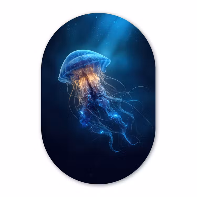 Muurovaal aluminium - Kwal - Lichtgevend - Tentakels - Blauw — 1