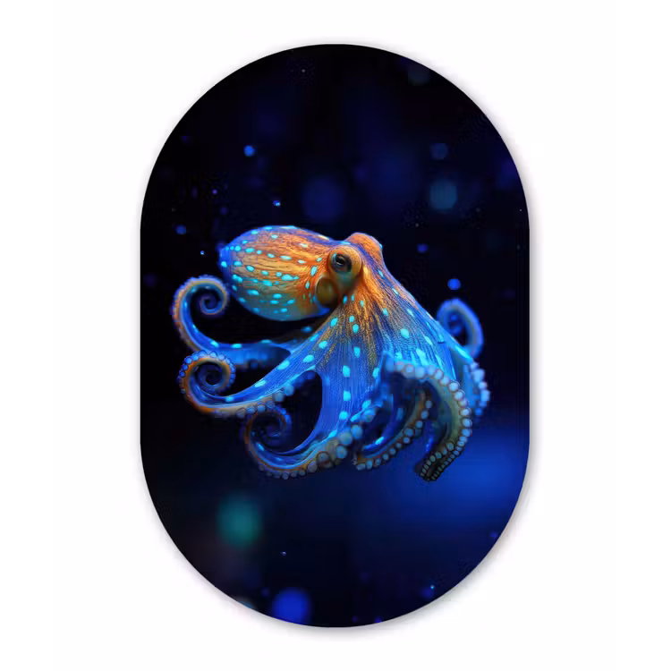 Muurovaal aluminium - Octopus - Stippen - Blauw - Zee — 1