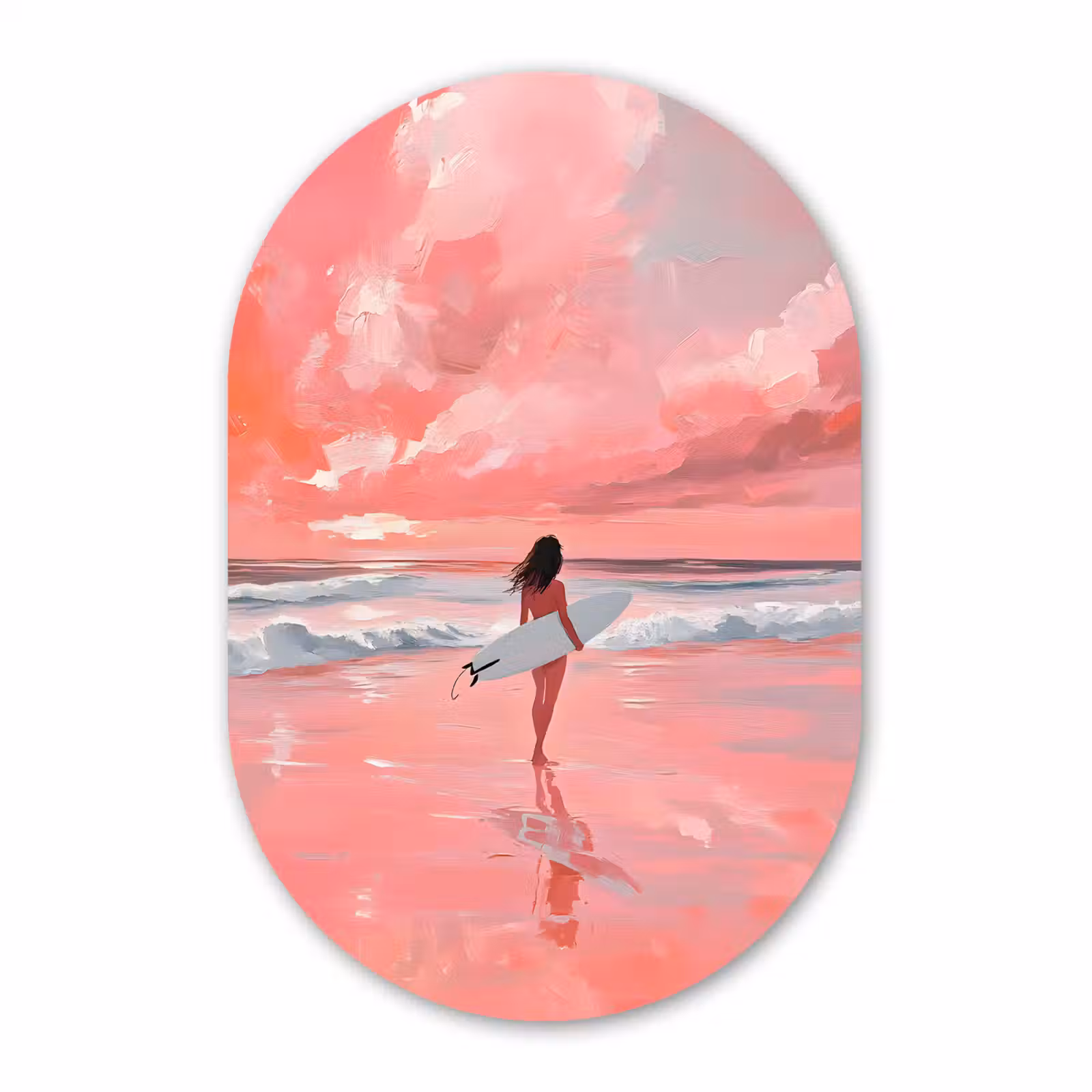 Muurovaal aluminium - Roze - Surfen - Zee — 1