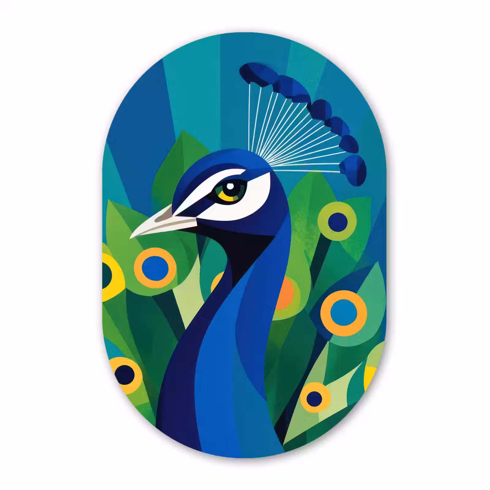 Muurovaal - Glas - Pauw - Cirkels - Blauw — 1