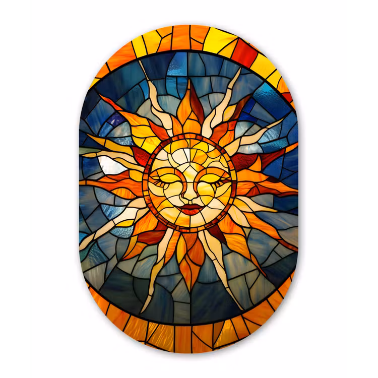 Muurovaal aluminium - Mozaïek - Zon - Geel - Cirkel — 1