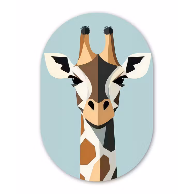 Muurovaal - Glas - Giraffe - Illustratie - Bruin - Minimalistisch — 1