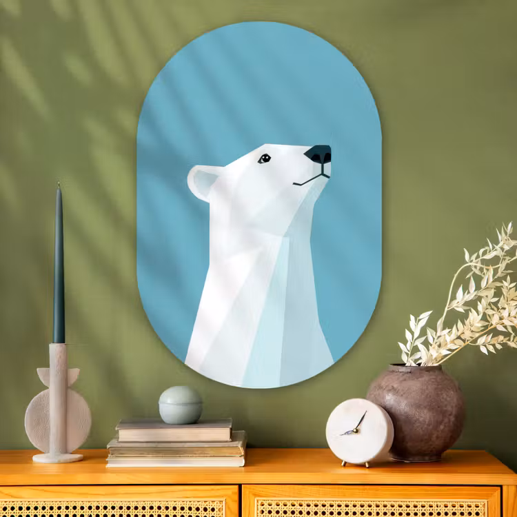Muurovaal - Glas - Ijsbeer - Lichtblauw - Minimalistisch — 2