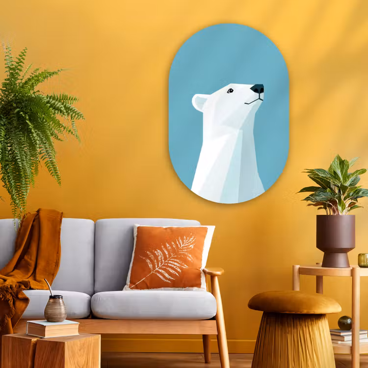 Muurovaal - Glas - Ijsbeer - Lichtblauw - Minimalistisch — 3