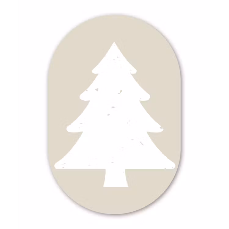 Muurovaal - Glas - Japandi - Kerstboom - Beige - Kerstversiering — 1