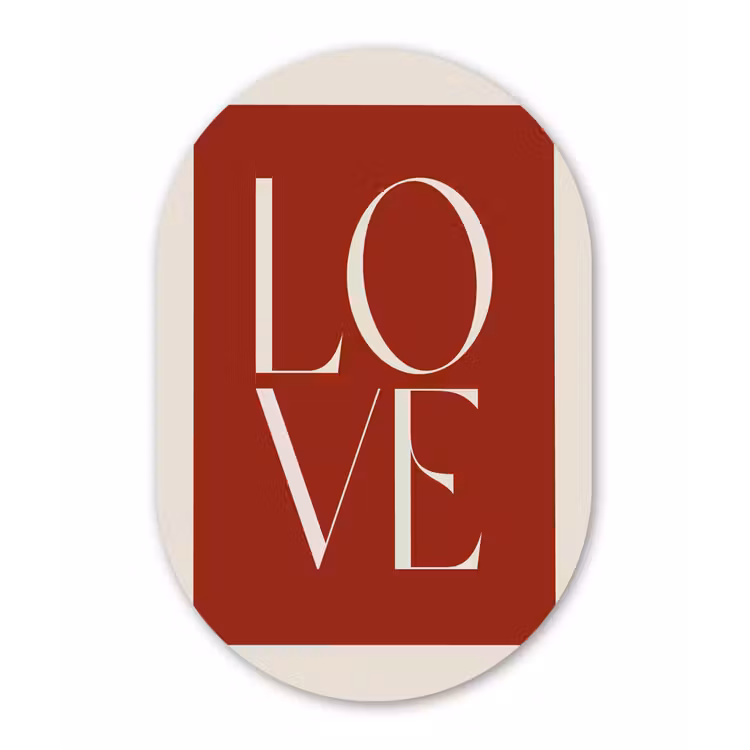 Muurovaal - Glas - Love - Rood - Minimalistisch — 1