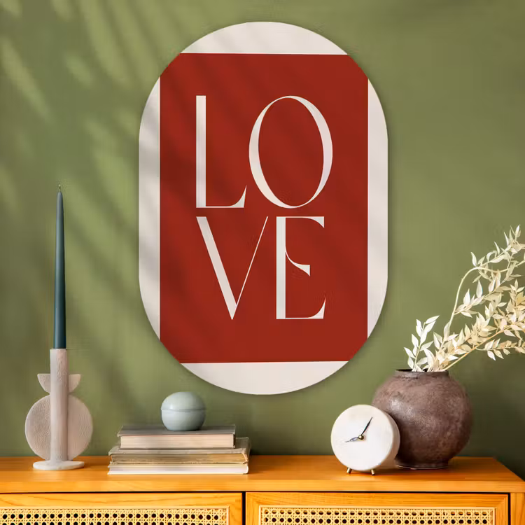 Muurovaal - Glas - Love - Rood - Minimalistisch — 2