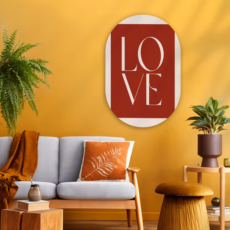 Muurovaal - Glas - Love - Rood - Minimalistisch — 3