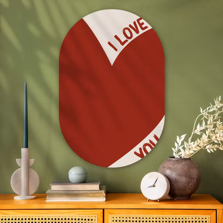 Muurovaal - Glas - Loveyou - Rood - Hart — 2