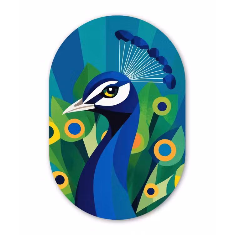 Muurovaal - Glas - Pauw - Cirkels - Blauw — 1