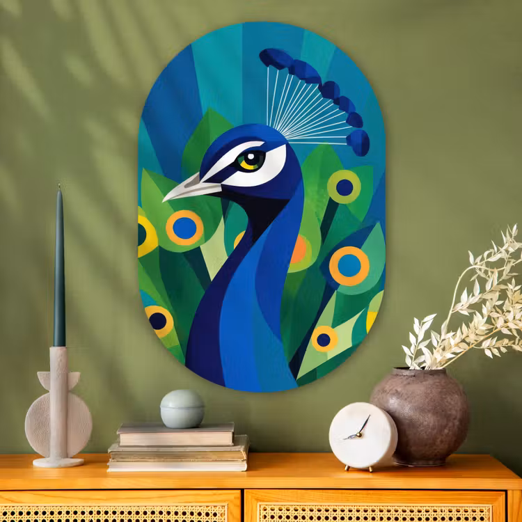 Muurovaal - Glas - Pauw - Cirkels - Blauw — 2