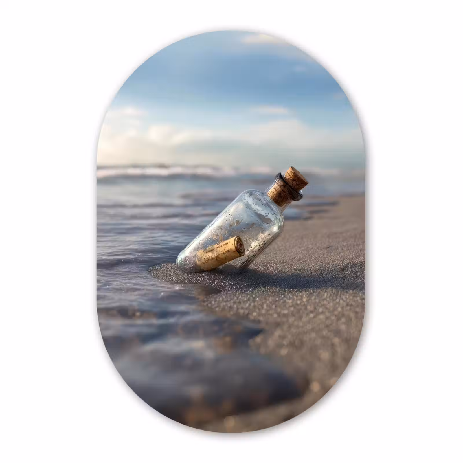 Muurovaal - Glas - Glazenfles - Post - Zee - Zand — 1