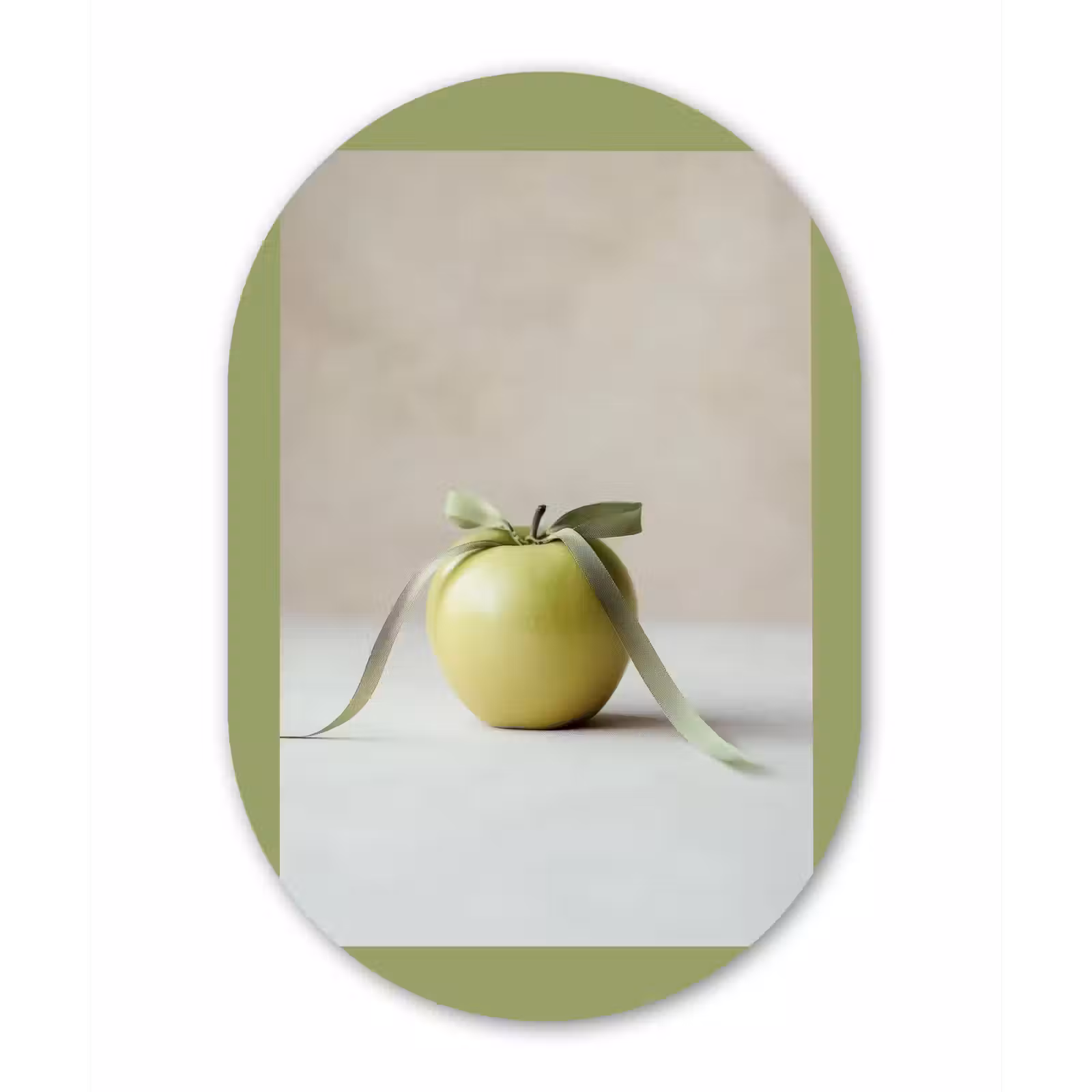 Muurovaal - Glas - Groen - Appel - Strikje — 1