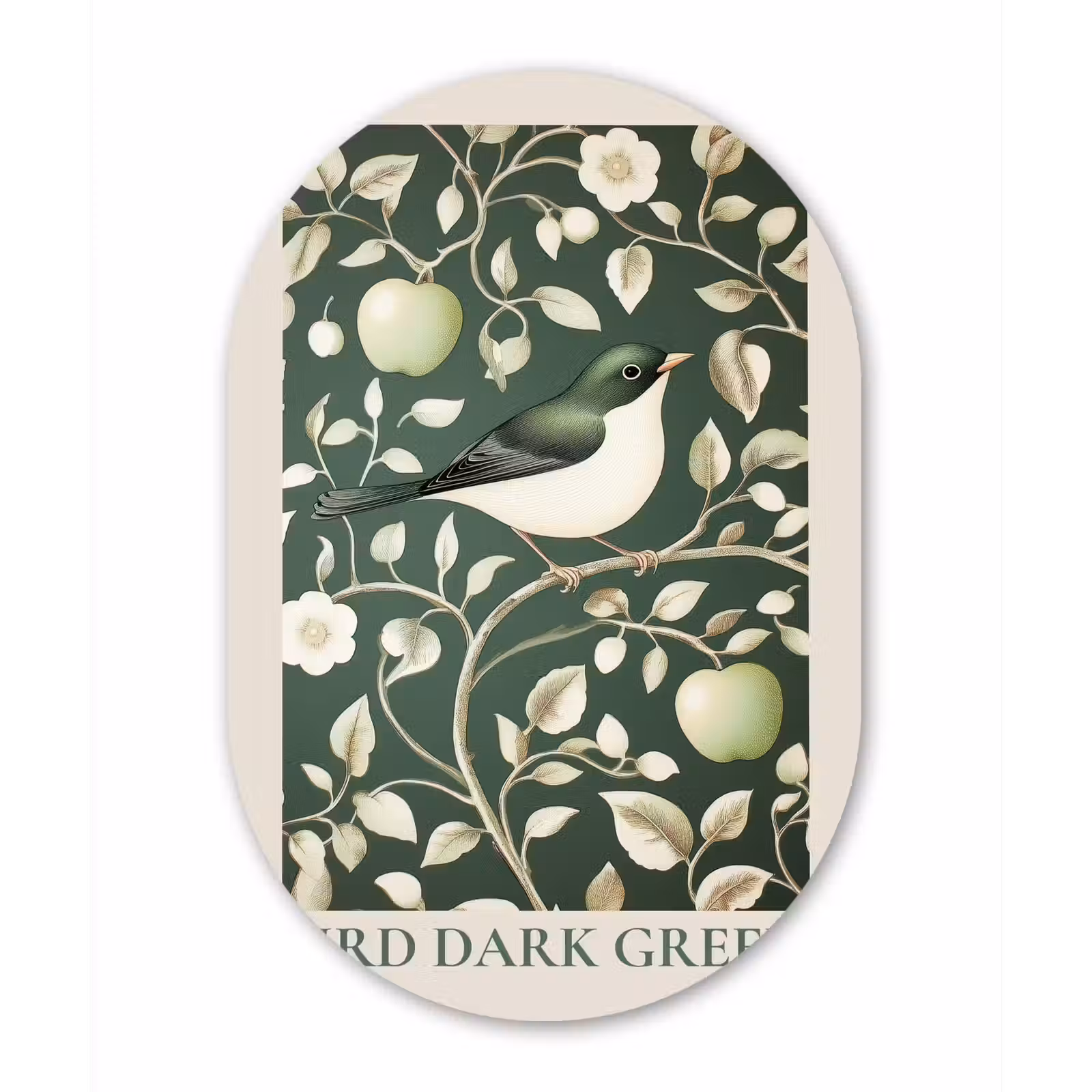 Muurovaal - Glas - Groen - Vogel - Bloemen — 1