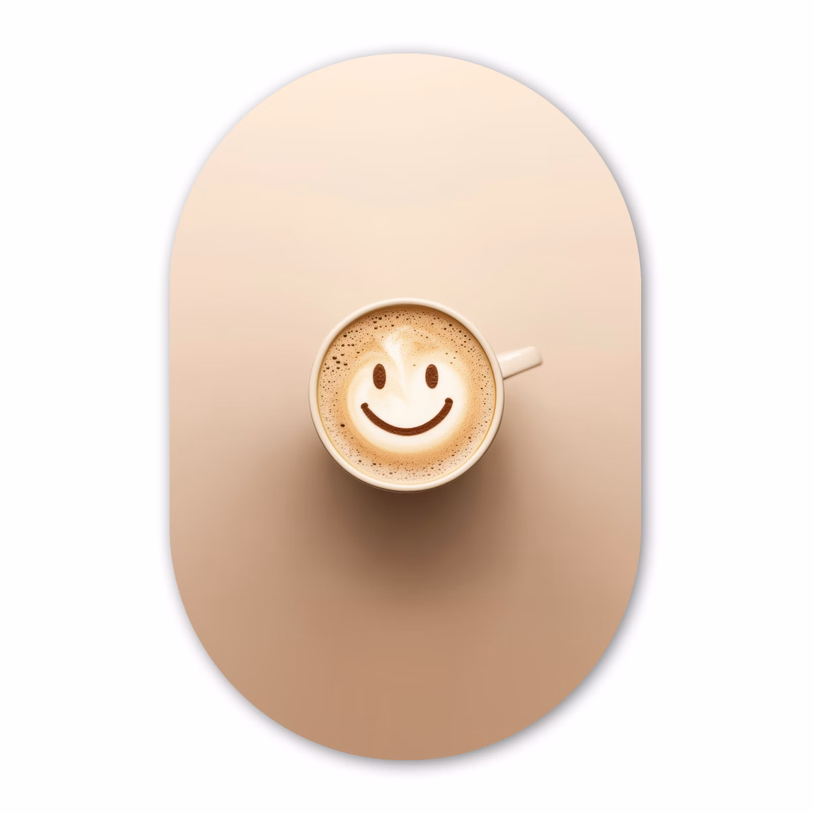 Muurovaal - Glas - Koffie - Melkschuim - Lach - Beige — 1