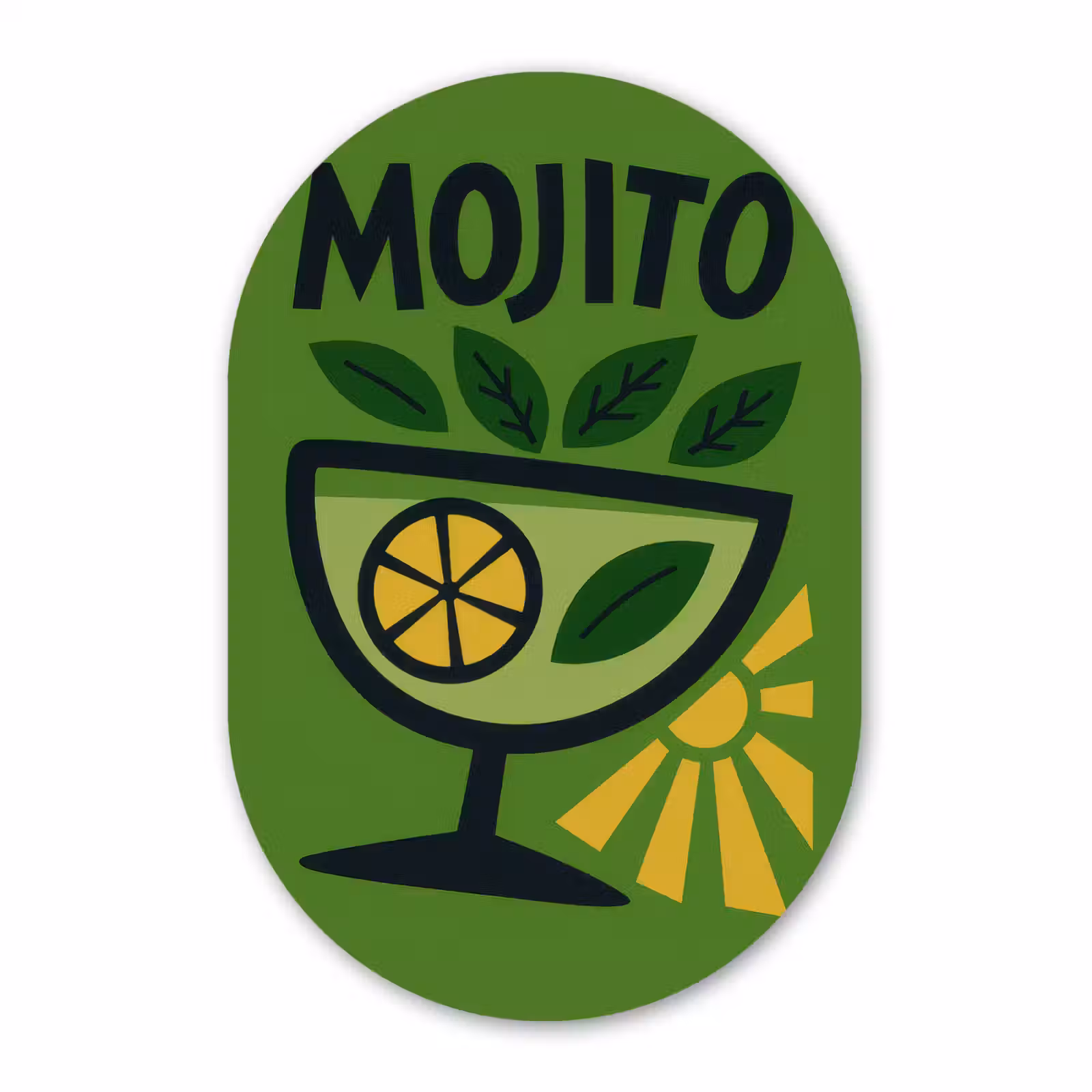 Muurovaal - Glas - Mojito - Cocktail - Citroen - Groen — 1