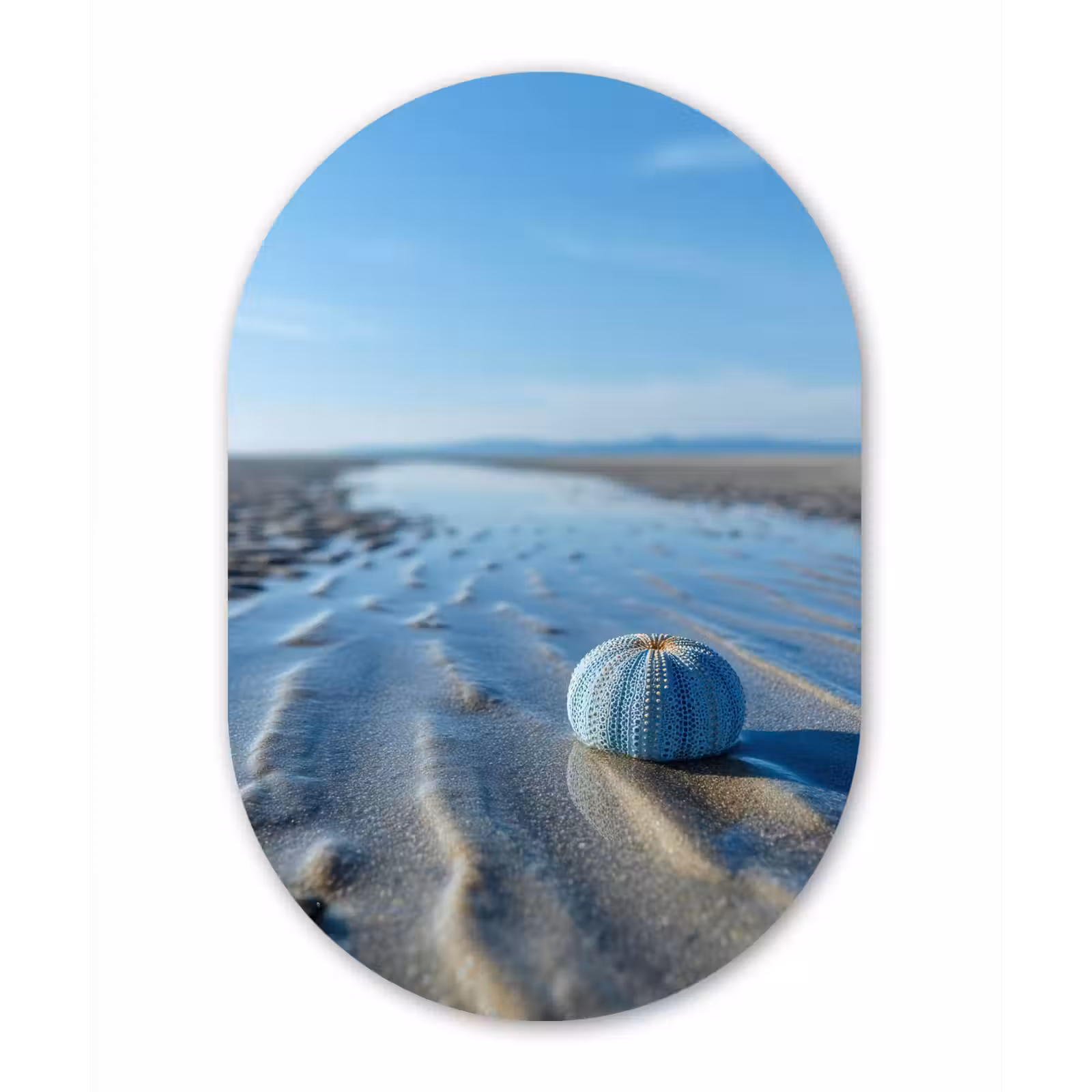 Muurovaal - Glas - Strand - Schild - Water - Blauw — 1