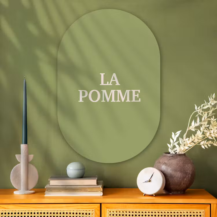Muurovaal - Glas - Appel - Groen - Minimalistisch — 2