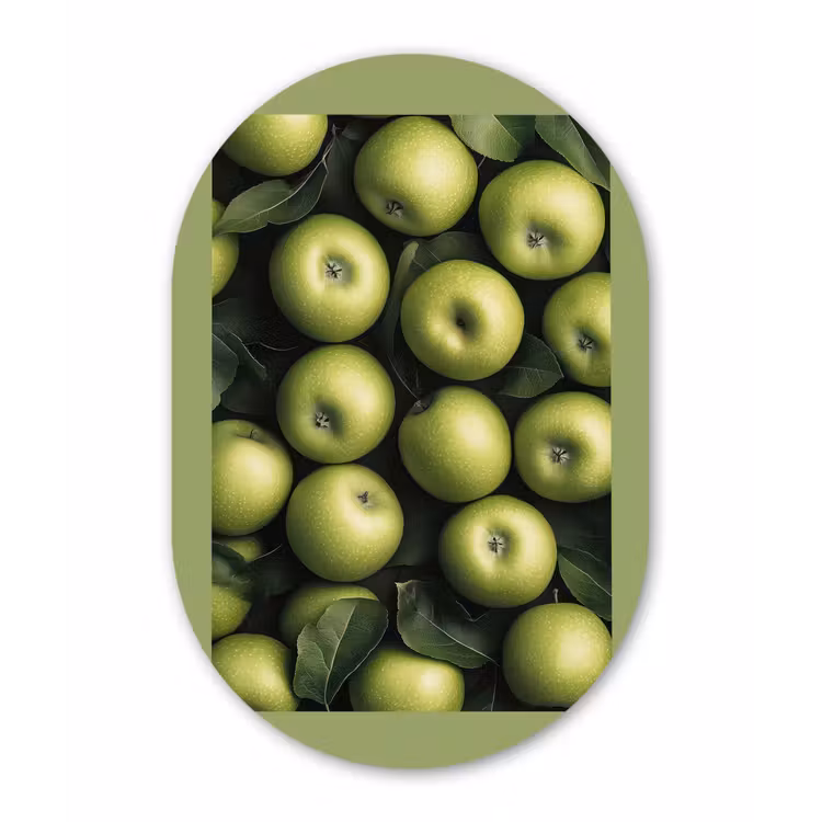 Muurovaal - Glas - Appels - Groen - bladeren — 1