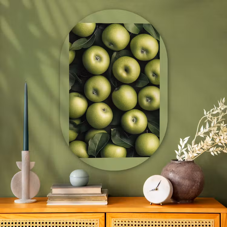 Muurovaal - Glas - Appels - Groen - bladeren — 2