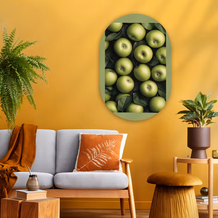Muurovaal - Glas - Appels - Groen - bladeren — 3