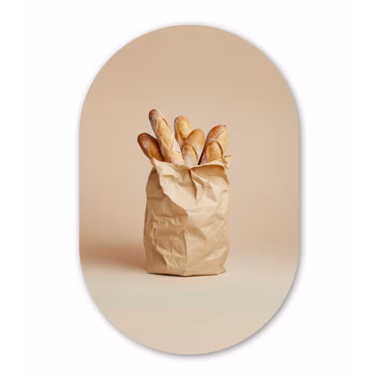 Muurovaal - Glas - Baguette - Brood - Stokbrood - Beige — 1