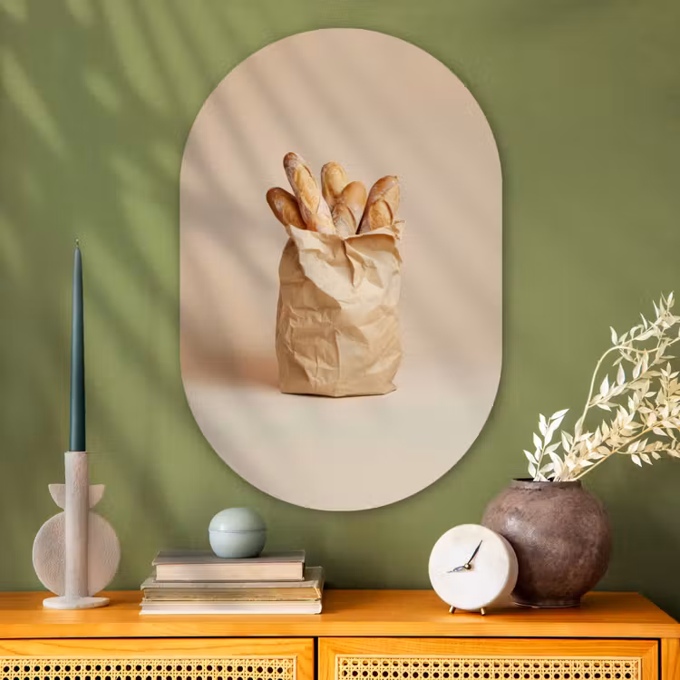 Muurovaal - Glas - Baguette - Brood - Stokbrood - Beige — 2