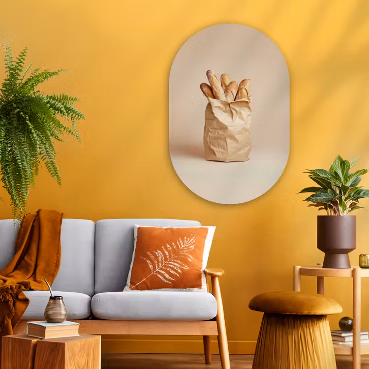 Muurovaal - Glas - Baguette - Brood - Stokbrood - Beige — 3
