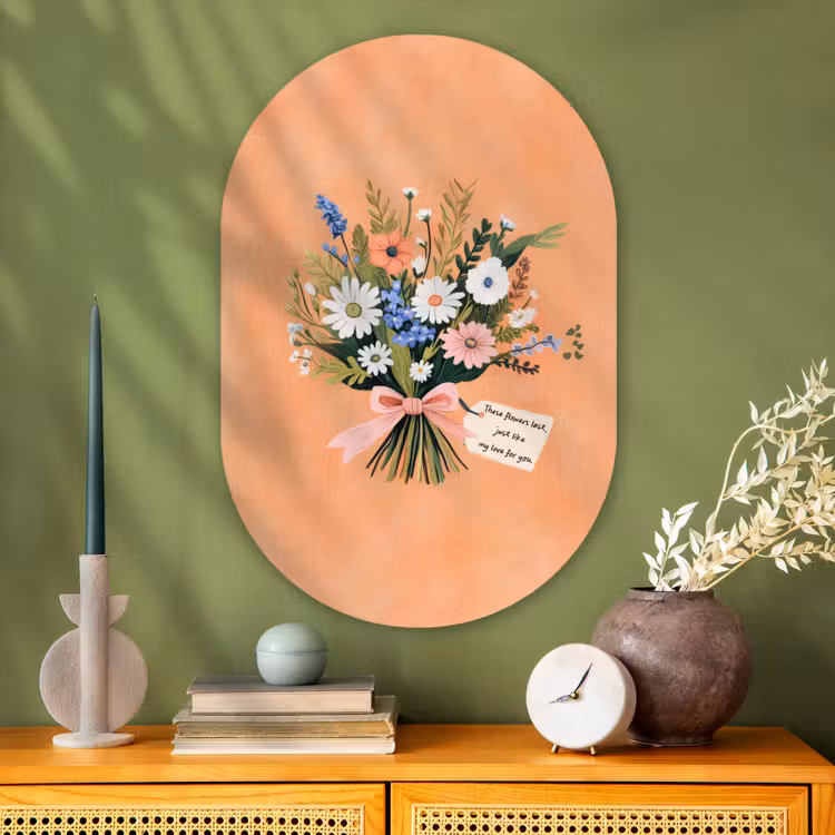 Muurovaal - Glas - Boeket - Strikje - Quote — 2