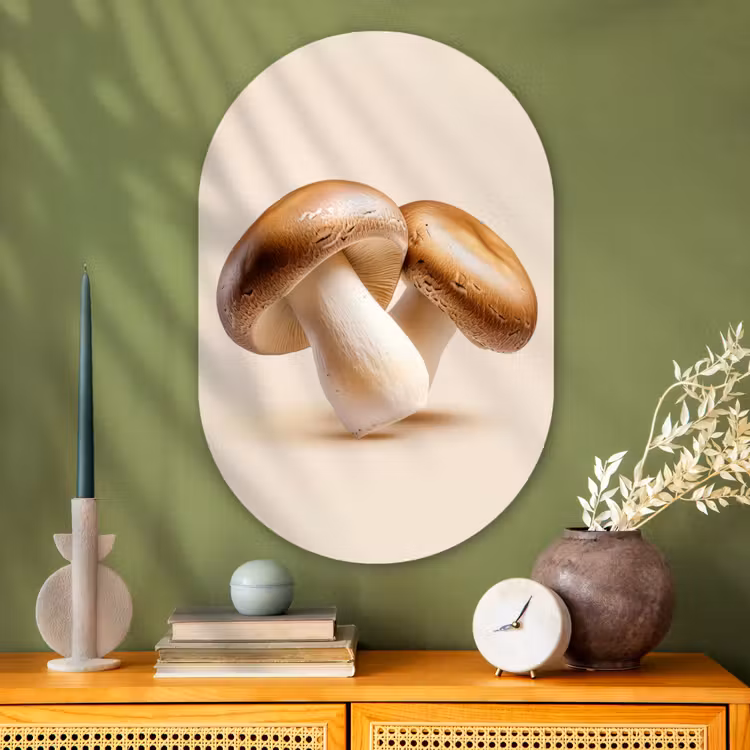 Muurovaal - Glas - Champignons - Zacht - Beige — 2