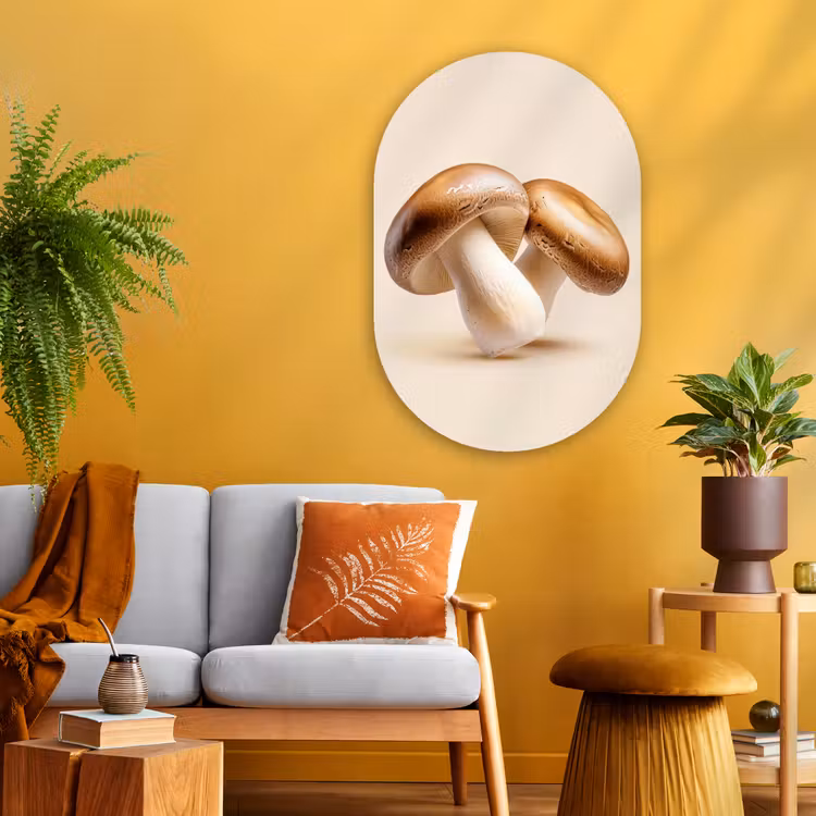 Muurovaal - Glas - Champignons - Zacht - Beige — 3