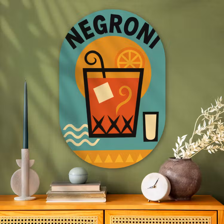 Muurovaal - Glas - Cocktail - Negroni - Art - Sinaasappel — 2
