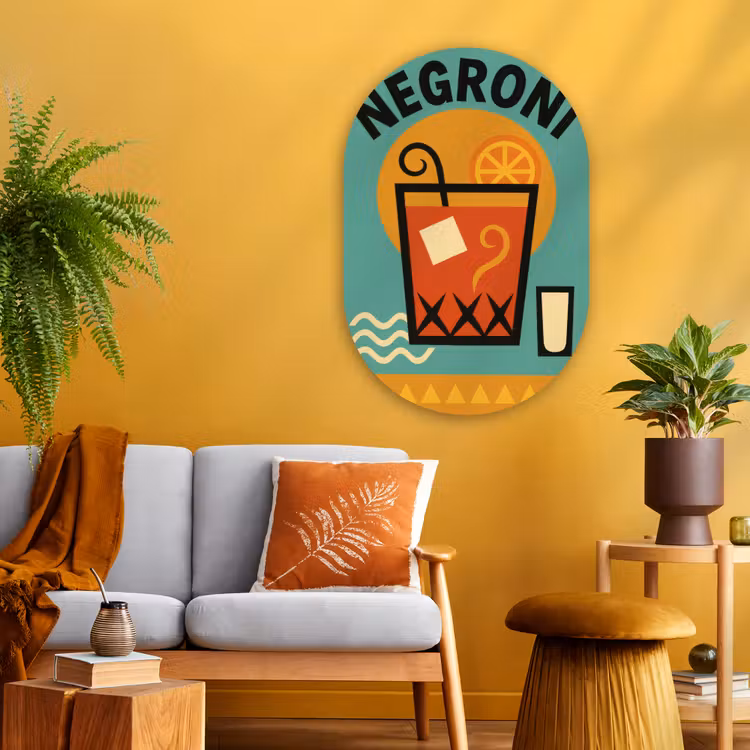 Muurovaal - Glas - Cocktail - Negroni - Art - Sinaasappel — 3