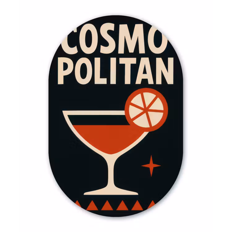 Muurovaal - Glas - Cocktail - Zwart - Illustratie — 1