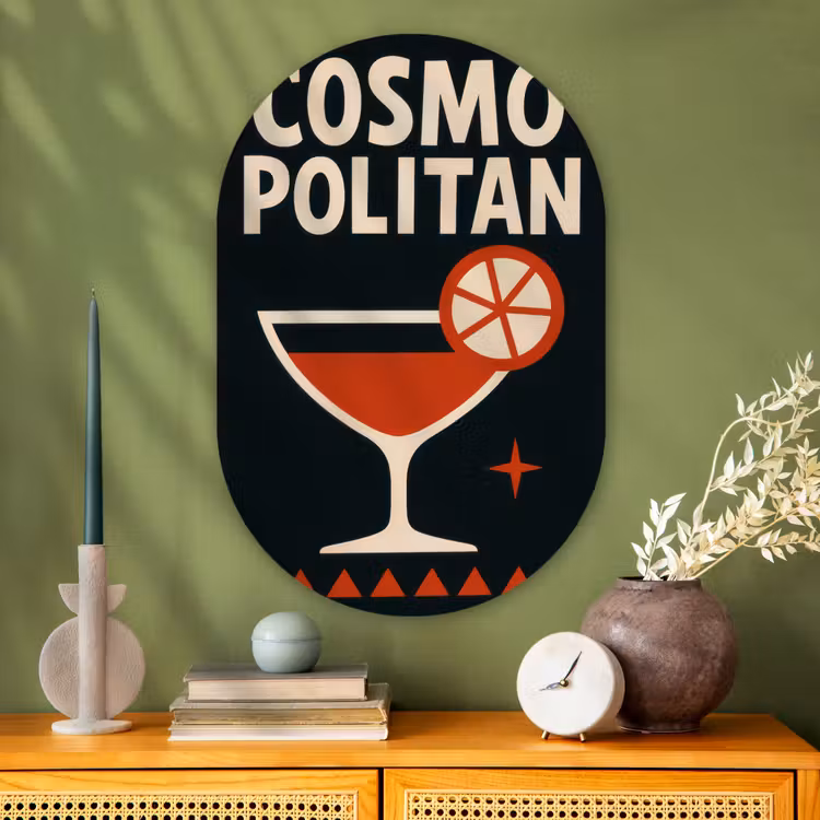 Muurovaal - Glas - Cocktail - Zwart - Illustratie — 2