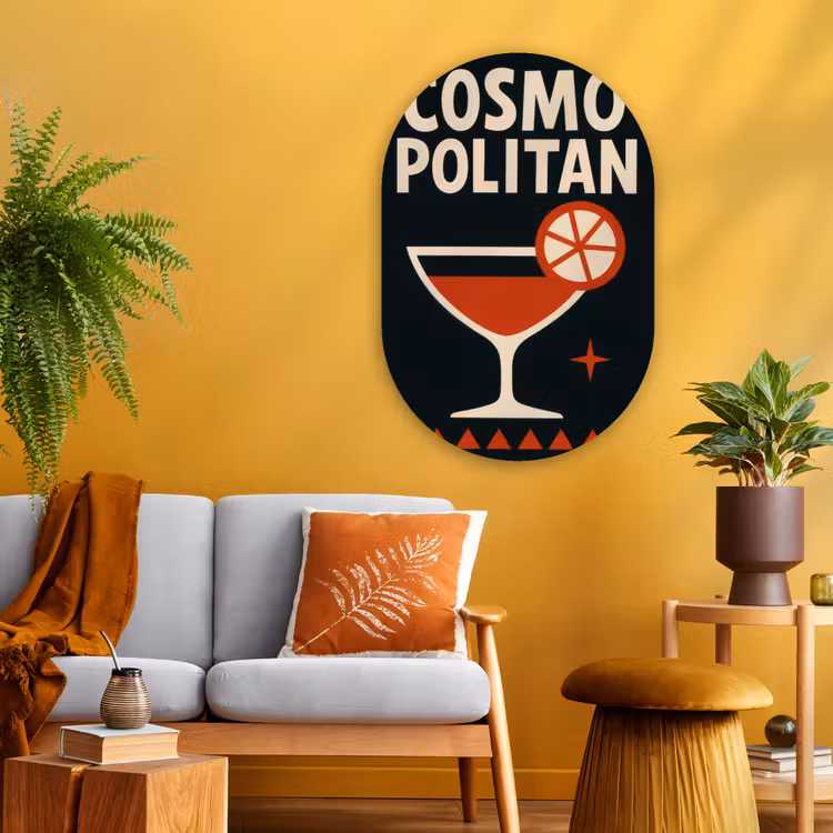 Muurovaal - Glas - Cocktail - Zwart - Illustratie — 3