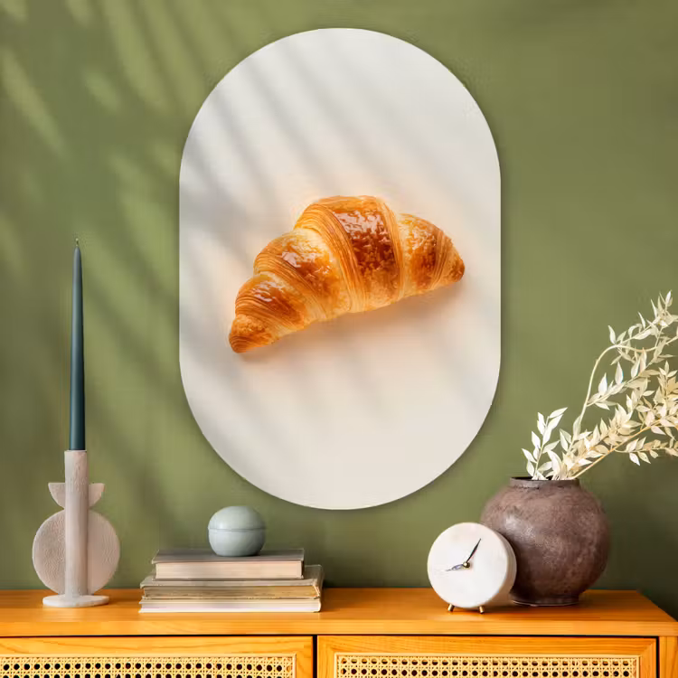 Muurovaal - Glas - Croissant - Brood - Beige — 2