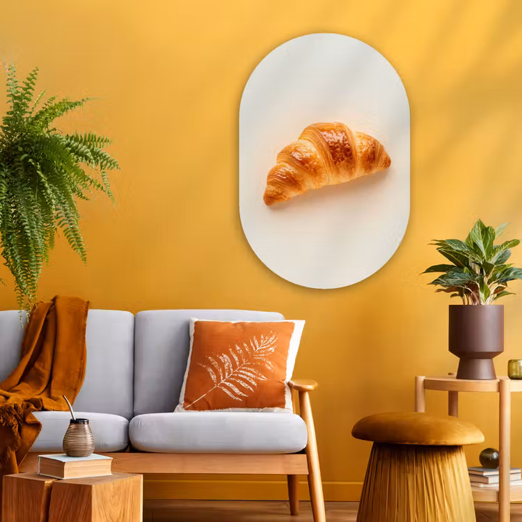 Muurovaal - Glas - Croissant - Brood - Beige — 3