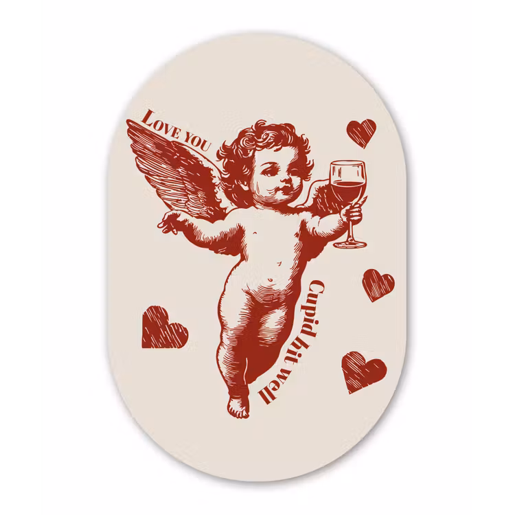 Muurovaal - Glas - Cupido - Hartjes - Rood - Klassiek — 1