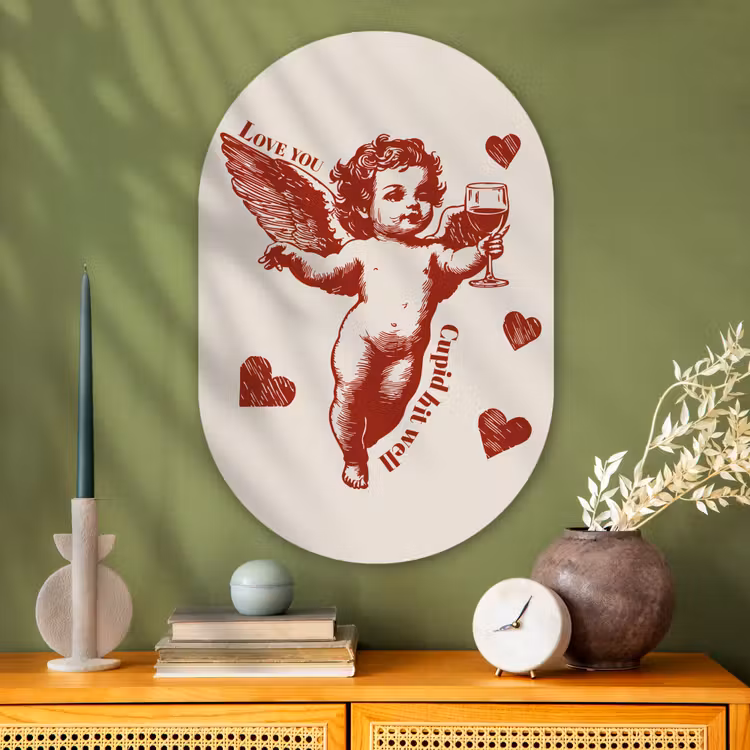 Muurovaal - Glas - Cupido - Hartjes - Rood - Klassiek — 2