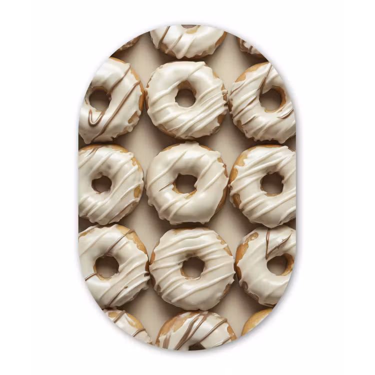 Muurovaal - Glas - Donuts - Chocolade - Wit - Beige — 1