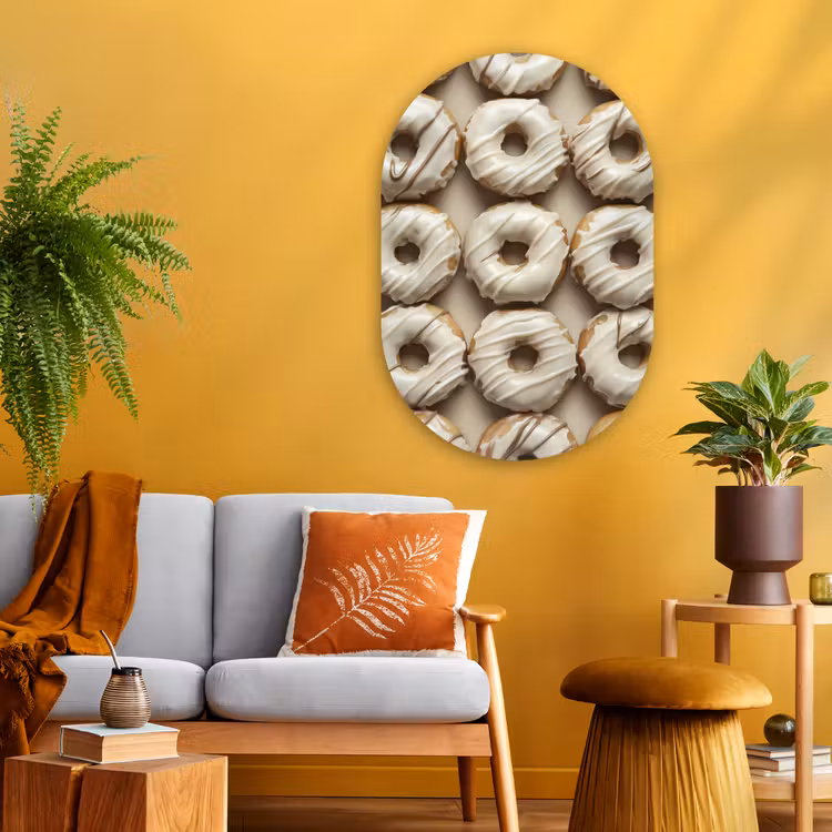 Muurovaal - Glas - Donuts - Chocolade - Wit - Beige — 3