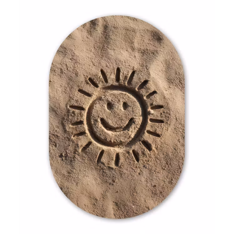 Muurovaal - Glas - Gezichtje - Zon - Zand - Getekend — 1