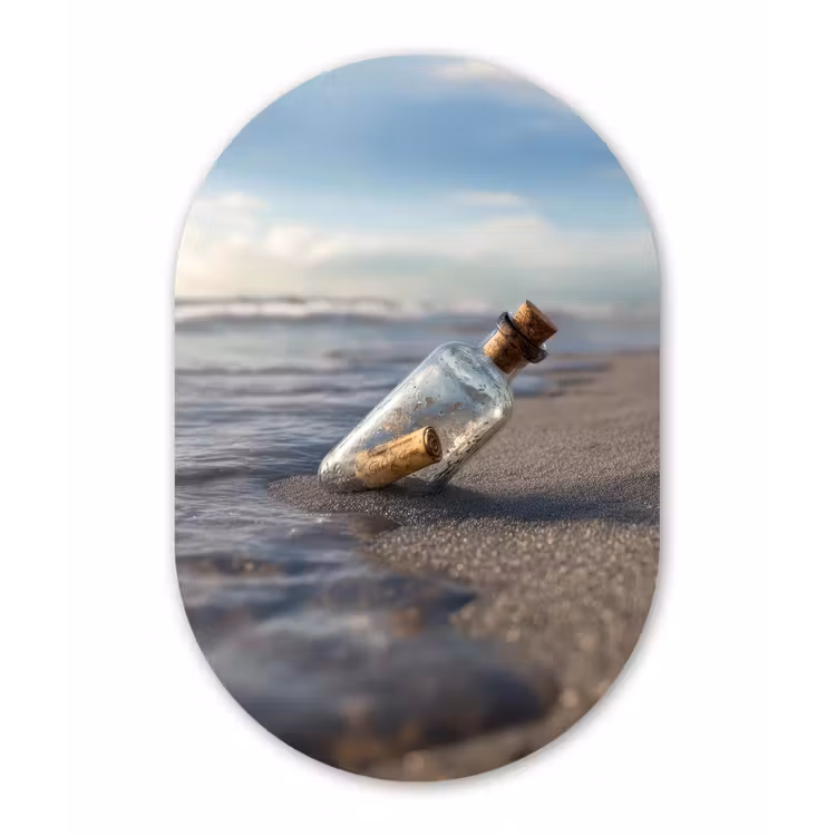 Muurovaal - Glas - Glazenfles - Post - Zee - Zand — 1