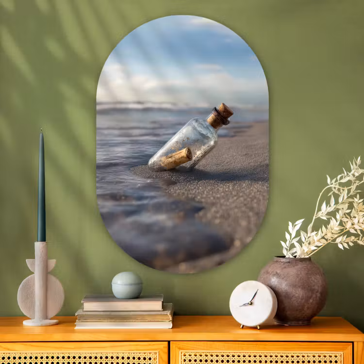 Muurovaal - Glas - Glazenfles - Post - Zee - Zand — 2