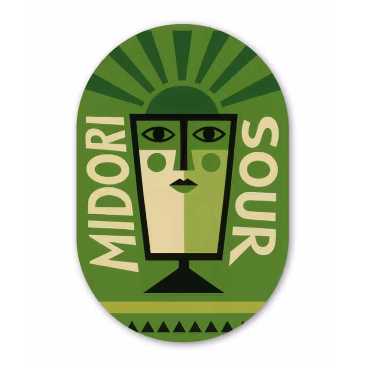 Muurovaal - Glas - Grafisch - Art - Cocktail - Groen — 1