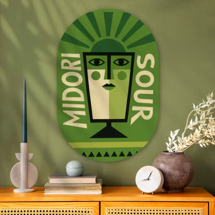 Muurovaal - Glas - Grafisch - Art - Cocktail - Groen — 2