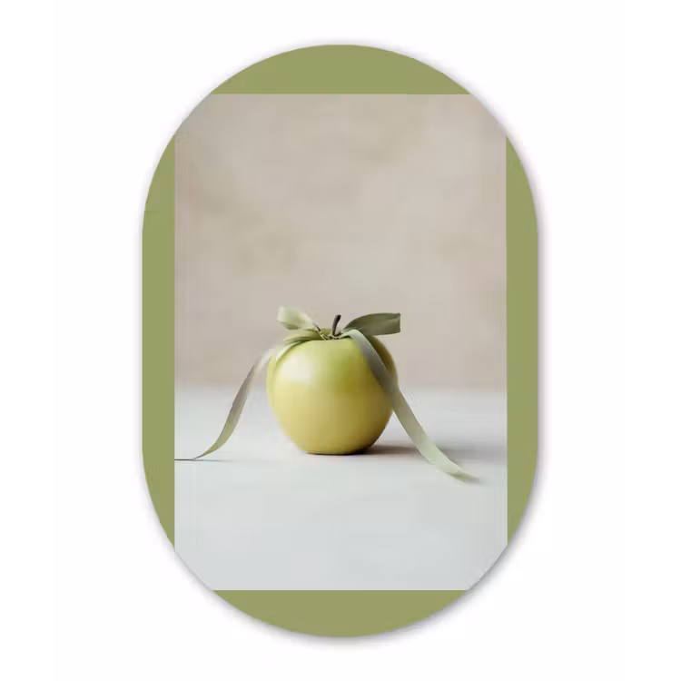 Muurovaal - Glas - Groen - Appel - Strikje — 1